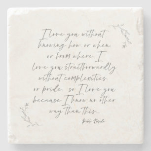 Romantic Botanical Poetry Calligraphy Stone Coaster