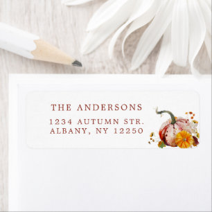 Romantic Botanical Pumpkin & Flowers Label