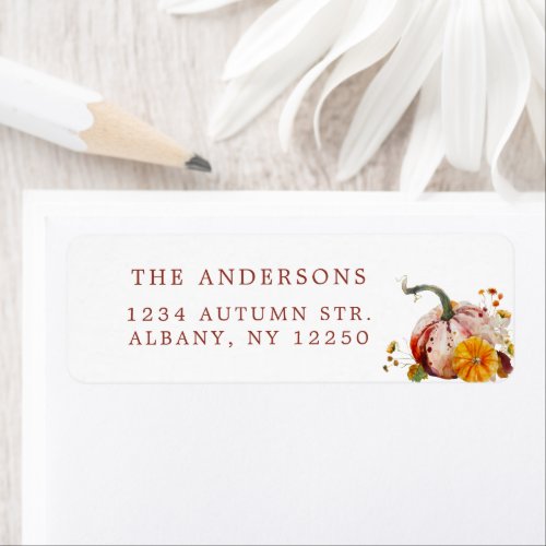 Romantic Botanical Pumpkin & Flowers Label