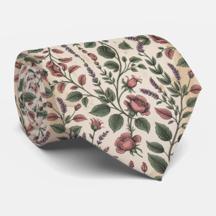 Romantic Botanical Roses Neck Tie