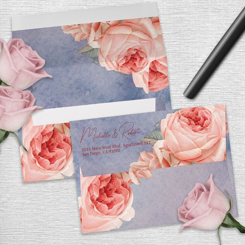Romantic Botanical Watercolor Floral Wedding  Envelope