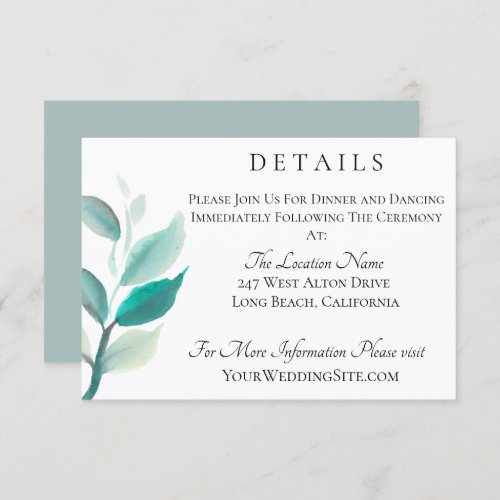 Romantic Botanical Wedding Details Invitation