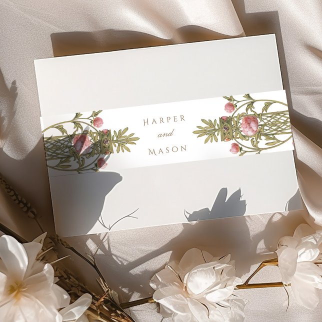 Romantic Botanical Wedding Invitation Belly Band (Creator Uploaded)