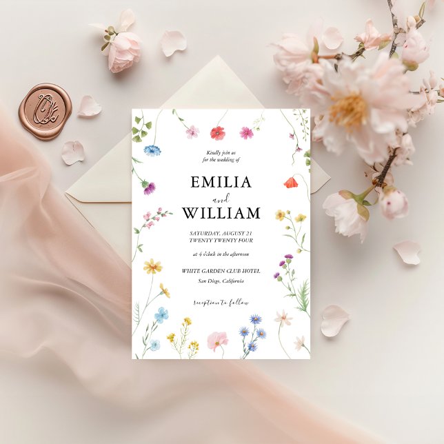 Romantic Botanical Wildflower Wedding Invitation (Creator Uploaded)