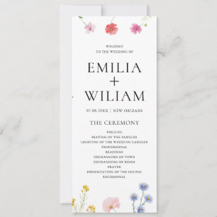 Romantic Botanical Wildflower Wedding Program Card
