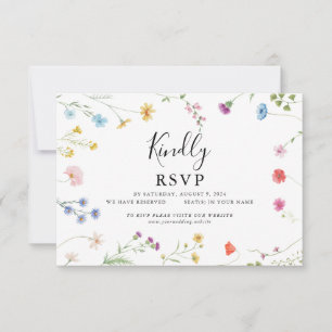 Romantic Botanical Wildflower Wedding RSVP Card