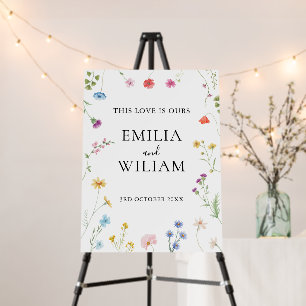 Romantic Botanical Wildflower Wedding Welcome Sign