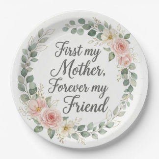 Romantic Botanical Wreath Mother's Day Quote Gift Paper Plates