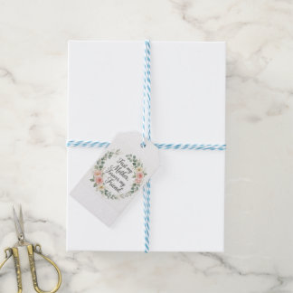 Romantic Botanical Wreath Mother's Day Quote Gift Tags