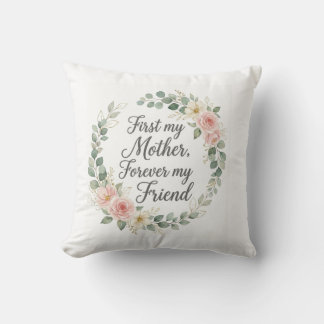Romantic Botanical Wreath Mother's Day Quote Gift Throw Pillow