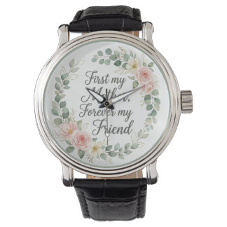 Romantic Botanical Wreath Mother's Day Quote Gift Watch