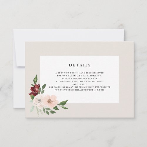 Romantic Bouquet Details RSVP Card
