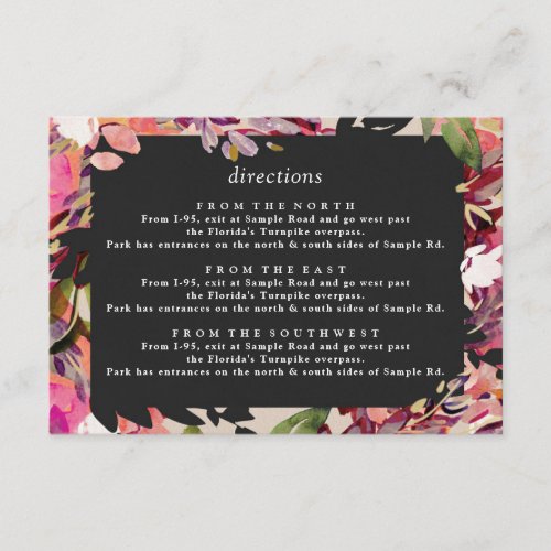 Romantic Bouquet Hot Pink Black Gold Wedding Enclosure Card