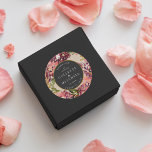 Romantic Bouquet Hot Pink Black Wedding Classic Round Sticker<br><div class="desc">Perfect for favors or welcome kits.
Hand painted watercolor floral collage with original artwork and faux gold accents. All of the text is editable.</div>