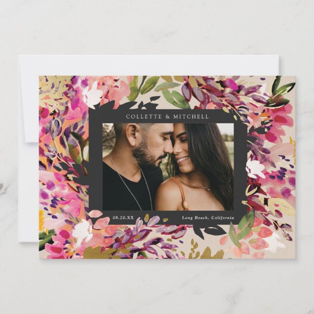 Romantic Bouquet Hot Pink Invitation (Front)