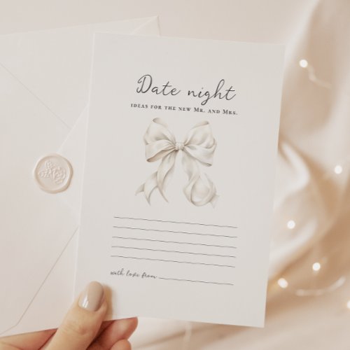 Romantic Bow Bridal Shower Date Night Card