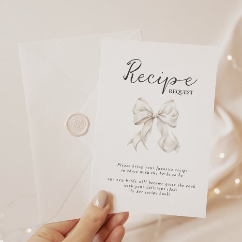 Romantic Bow Bridal Shower Recipe Enclosure Card
