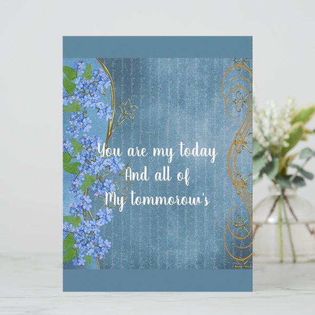Romantic Boyfriend Teal Blue Floral Valentine (Standing Front)