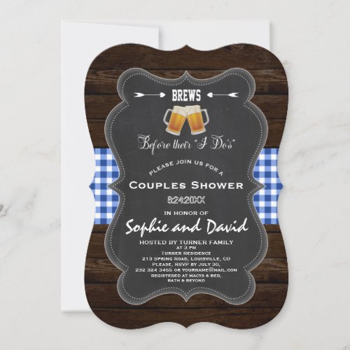 Romantic BREWS Before Their I Dos Engagement Invitation