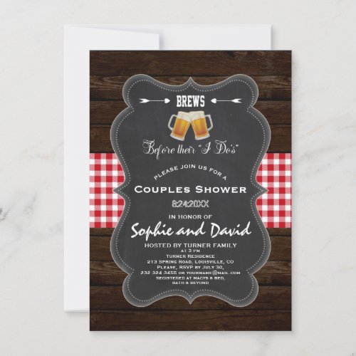 Romantic BREWS Before Their I Dos Engagement Invitation