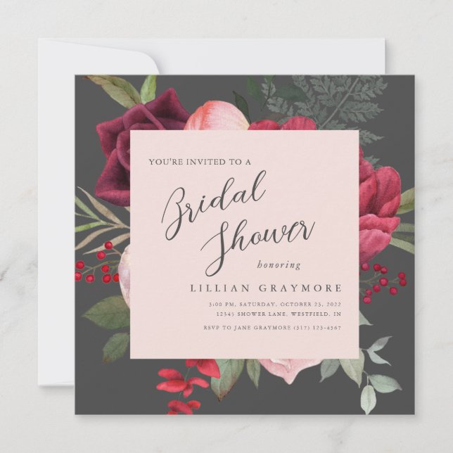 Romantic Bridal Bouquet Pink Bridal Shower Invitation (Front)