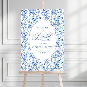 Romantic Bridal Shower Navy Roses Welcome Poster