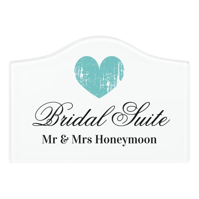 Romantic bridal suite door sign for wedding couple (Small Crest Front)