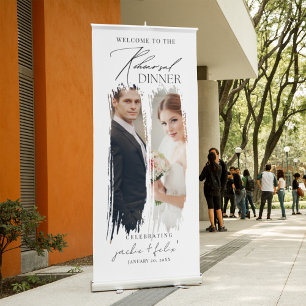 Romantic Bride and Groom Photos Rehearsal Dinner Retractable Banner