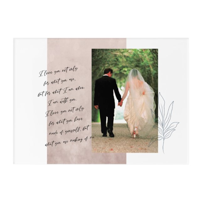 Romantic Bride and Groom Poetry Acrylic Wall Art (Front)