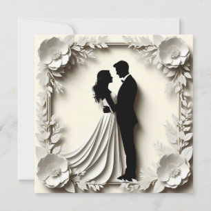 Romantic Bride Groom Floral Wedding Frame Invitation