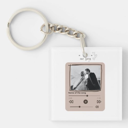 Romantic Bride  Groom Memorable Song Add Photo Ke Keychain