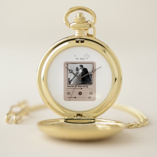 Romantic Bride  Groom Memorable Song Add Photo Po Pocket Watch