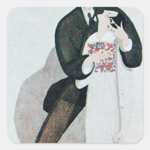 ROMANTIC BRIDE & GROOM SQUARE STICKER