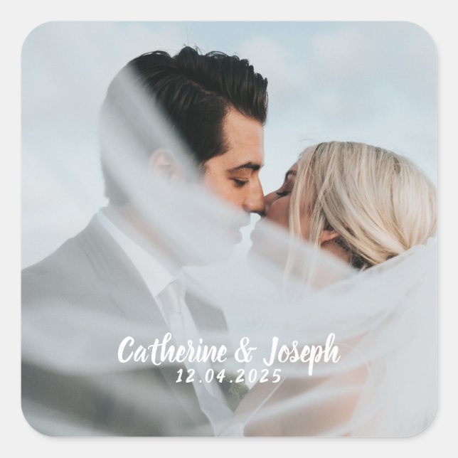 Romantic Bride & Groom Wedding   Square Sticker (Front)