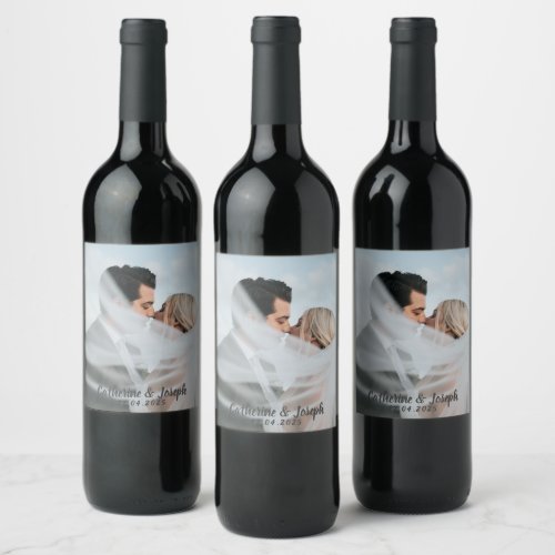 Romantic Bride  Groom Wedding Wine Label