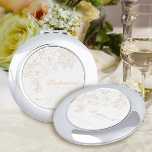 Romantic Bridesmaid Peonies Ivory White Compact Mirror