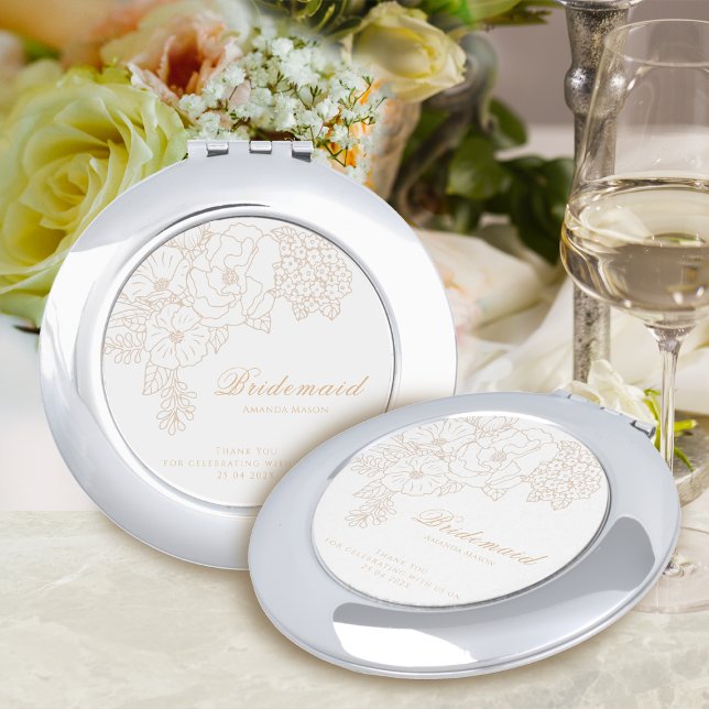 Romantic Bridesmaid Peonies Ivory White Compact Mirror (Romantic Bridesmaid Peonies Ivory White Compact Mirror)