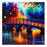 Romantic Bridge in the style of Leonid Afremov Acrylic Print