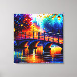Romantic Bridge in the style of Leonid Afremov Canvas Print