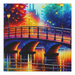 Romantic Bridge in the style of Leonid Afremov Faux Canvas Print