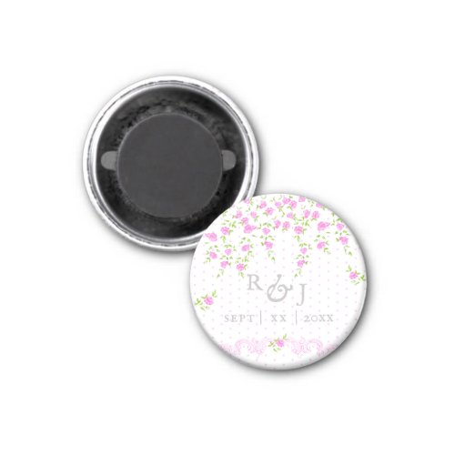 Romantic Bright Pink Floral Wedding Magnet