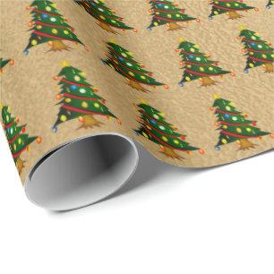 Romantic bronze lightning Christmas tree Wrapping Paper