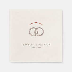 Romantic Brown Minimalist Rings Napkins