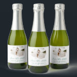 Romantic Brushed Frame Emerald Green Save the Date Sparkling Wine Label<br><div class="desc">Emerald Green Romantic Brushed Frame with Photo Chic Save the Date Mini sparkling wine Bottle Labels. With luxury marble texture back, elegant calligraphy Script font plus slim line serif! Edit yours today with your names, date and photo! ~ Check my shop to see the entire wedding suite for this design!...</div>