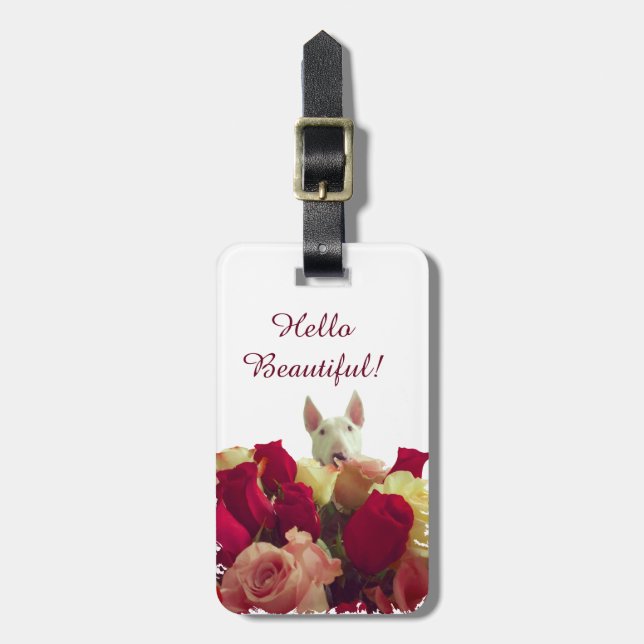 Romantic Bull Terrier Luggage Tag (Front Vertical)