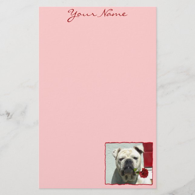 Romantic Bulldog stationary Stationery (Front)