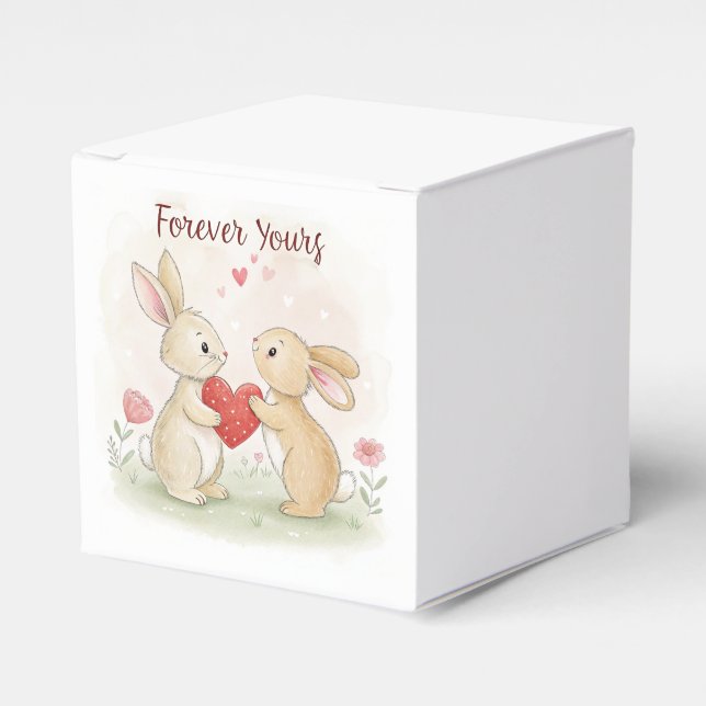 Romantic Bunny Card – Forever Yours Favor Boxes (Front Side)