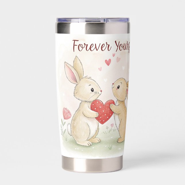 Romantic Bunny Card – Forever Yours Insulated Tumbler (Front)