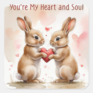 Romantic Bunny Card – Forever Yours Square Sticker