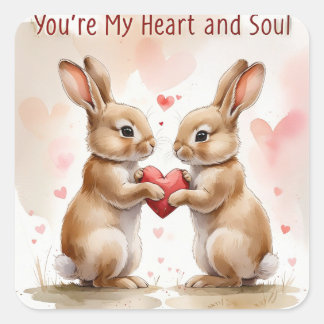 Romantic Bunny Card – Forever Yours Square Sticker
